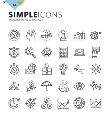 Poster - modern thin line icons of management and finance. premium quality outline symbol collection for web 