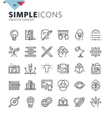 Wall Mural - Modern thin line icons of graphic design and creative work. Premium quality outline symbol collection for web and graphic design, mobile app. Mono linear pictograms, infographics and web elements pack