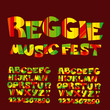 relax reggae music color font. Jamaica style ABC letters with st