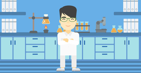 Poster - Male laboratory assistant vector illustration.