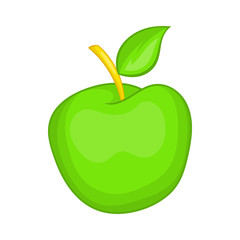 Wall Mural - Green apple icon in cartoon style isolated on white background. Fruit symbol