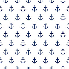 Seamless vector pattern with nautical anchors. Sea theme simple blue anchor repeat background for textile print.