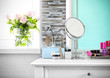 Cosmetic set on light dressing table