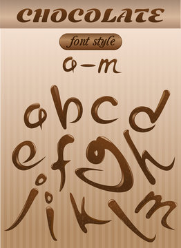 Vector letter of chocolate. letters of the latin alphabet made of chocolate. A - M. Font style