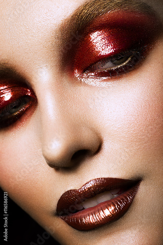 Fotografie, Obraz sensual glamour portrait of beautiful woman model lady with fresh makeup with re