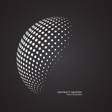 Abstract globe dotted sphere, 3d halftone dot effect. White colo