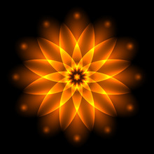 Abstract Glowing Light Flower, Symbol Of Life And Energy, Fire F