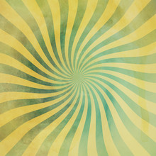 Grunge Green And Yellow Vintage Sunburst Swirl, Twirl Background