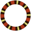 Round frame of snake skin border based on color pattern of species called Lampropeltis triangulum elapsoides.