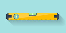 Bubble Level Tool In A Flat Style. Ruler. Building And Engineering Equipment. Measure. Vector Illustration.