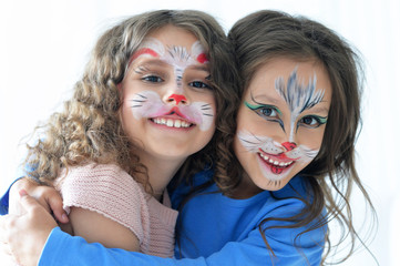 little girls with face painted