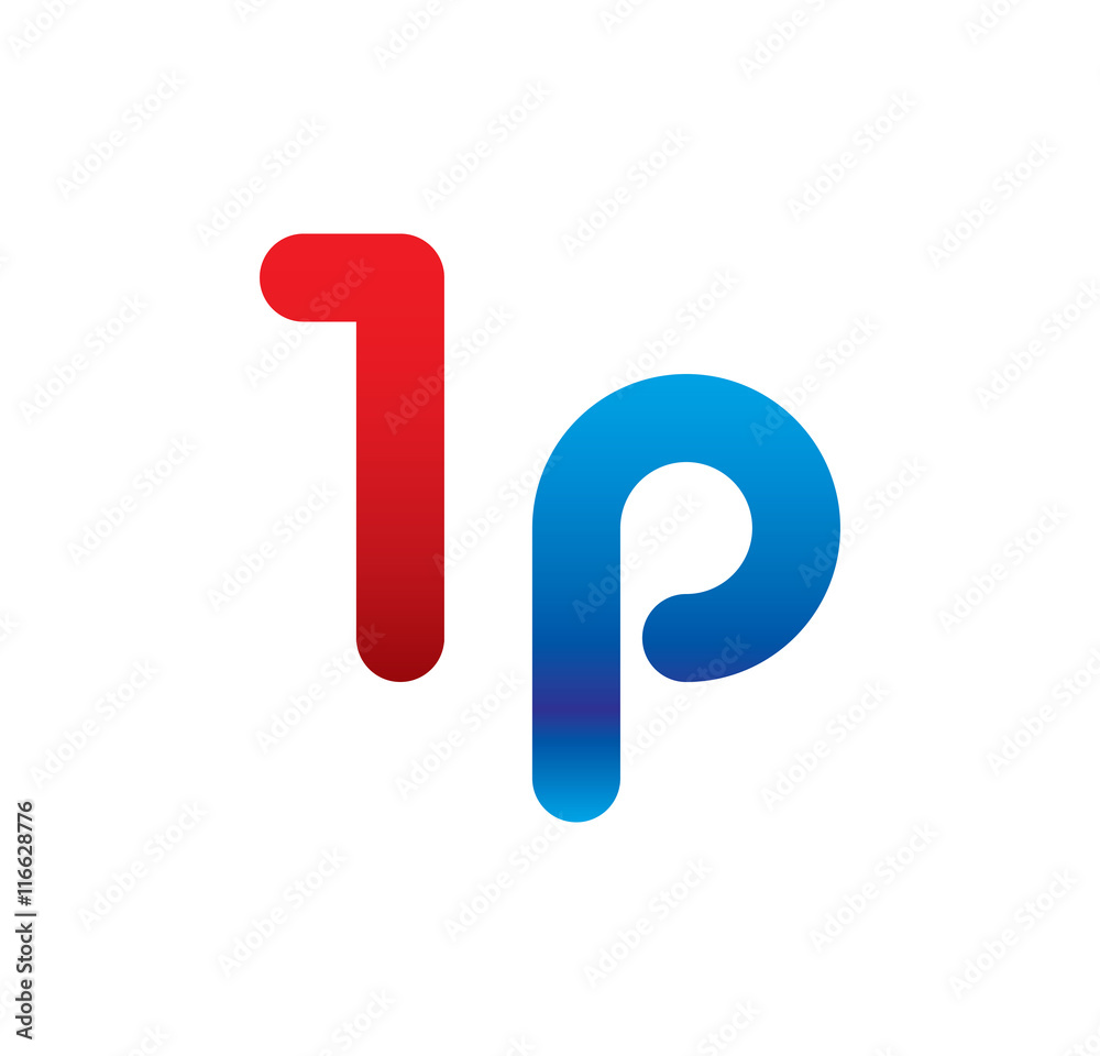 1p logo initial blue and red Stock Vector | Adobe Stock, image size:1000x960