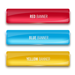Wall Mural - set of glass yellow, red and blue banners
