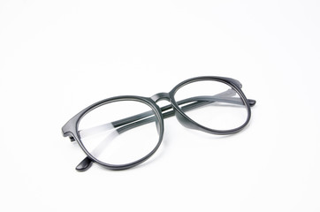 Fashion glasses style plastic-framed on white background.