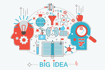 Aufkleber - Modern graphic flat line design style infographics concept of Big idea and creative ideas with icons, for website, presentation and poster.