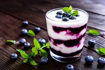 Wall Mural - Greek yogurt with blueberries