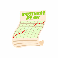 Poster - Business plan icon in cartoon style isolated on white background. Document symbol
