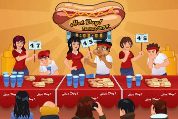 Poster - People in Hotdog Eating Contest