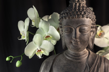 Fotomurales - bouddha et Orchidée