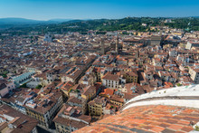 City For Florence, Italy With Basilica Of Santa Croce In The Dis