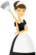Smiling maid with feather duster