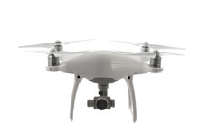 Flying Drone Quadcopter Isolated On White