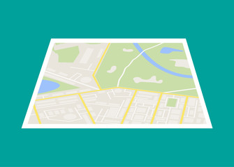 Poster - City Map With Marker, Vector Icon