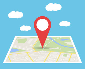 Poster - City Map With Marker, Vector Icon