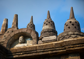 Sticker - Fragment of stone Borobudur temple in Java, Indonesia.