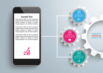 Canvas Print - Smartphone Network Symbol Infographic 3 Gears