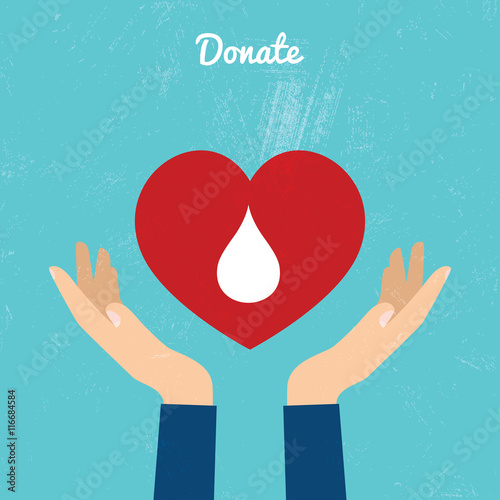 Fotografie, Obraz Donate blood bag on blue background. Vector illustration