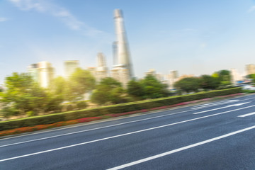 City road with moving traffic,shanghai china.