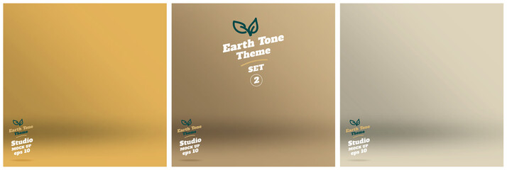 Aufkleber - Vector,set of Empty earth tone yellow color lighting studio room