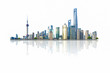 shanghai cityscape and skyline with white background,china.