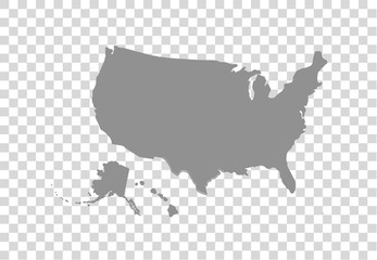 Wall Mural - Blank similar USA map isolated on white background. United States of America country. Vector template for website, design, cover, infographics. Graph illustration.