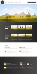 Canvas Print - creative one page website design template with countryside landscape vector illustration. simple bus