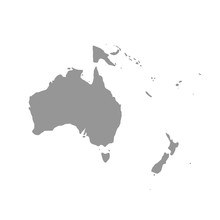 Map Of Oceania In Gray On A White Background