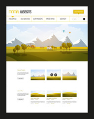 Canvas Print - creative one page website design template with countryside landscape vector illustration. simple bus