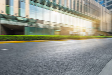 Poster - clean asphalt road with city skyline background,china.