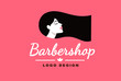 Logo brunette girl, Barber and fashion