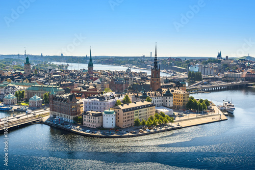 Photo view of the Old Town or Gamla Stan in Stockholm, Sweden