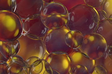 Poster - 3d rendering background, glass bubbles and transparent spheres with different size