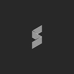 Idea S logo monogram mockup, isometric broken line geometric shape, initial design element emblem template