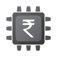 Wall Mural - Isolated CPU chip icon with a rupee sign