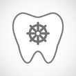 Isolated line art tooth icon with a dharma chakra sign