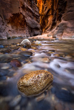 Long Exposure Of Stones On Riverbed, Utah