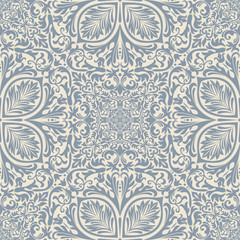  Seamless background of light beige ang blue color in the style of Damascus 