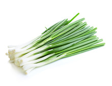 Green Onion Close-up Isolated On A White Background. Food Concept.
