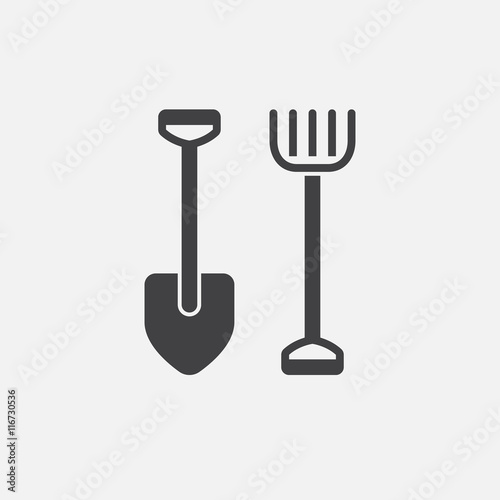 Fotomural Shovel and rake icon vector, solid logo illustration, pictogram isolated on whit