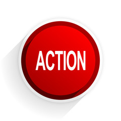 Aufkleber - action flat icon with shadow on white background, red modern design web element